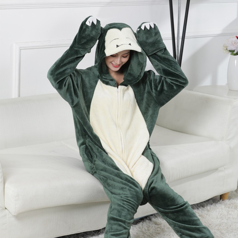 Snorlax Onesie For Adult Pajamas Animal Costumes For Women & Men Zip Up