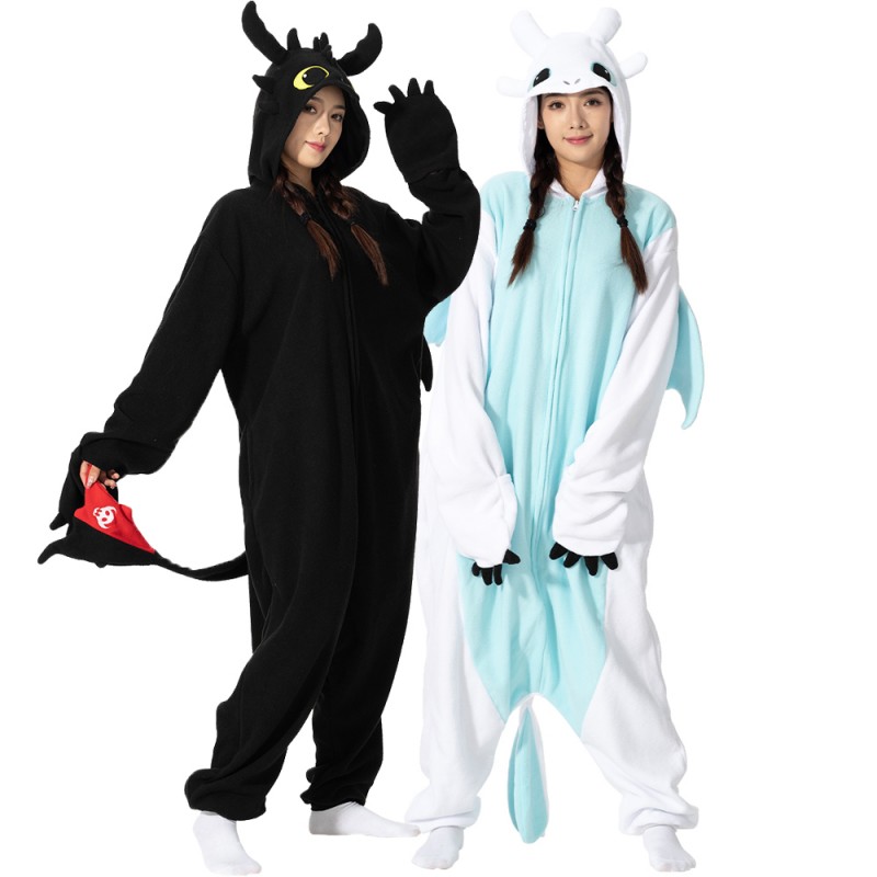 generelt pop Arrangement Toothless & Light Fury Onesie Dragon Costume Couple Holiday Easy Cosplay  Costumes