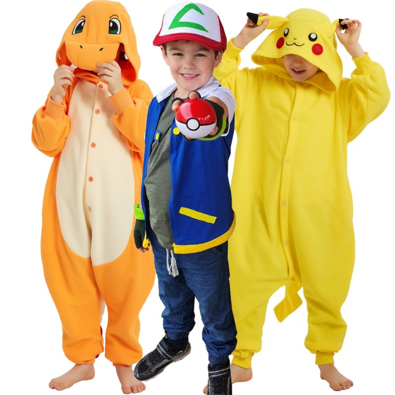 Kids Group Costumes Ash Ketchum & Pikachu & Snorlax & Eevee