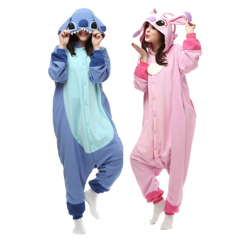 Stitch And Angel Kigurumi Onesie Pajamas Animal Costumes For Adult