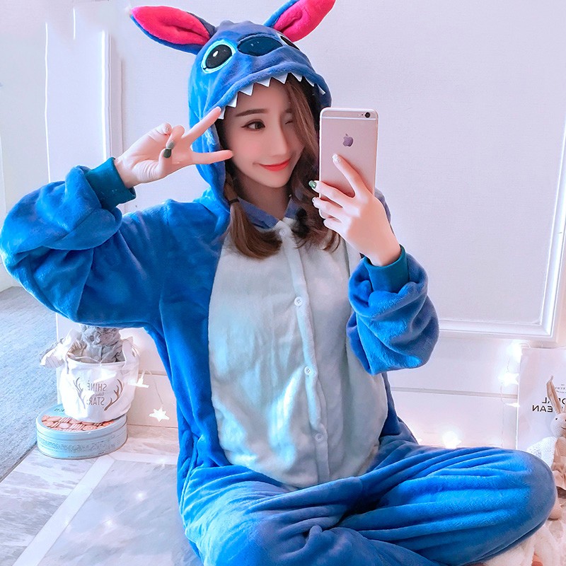 Adult Stitch Kigurumi Pajamas Stitch Angel Cosplay Costume Pajamas