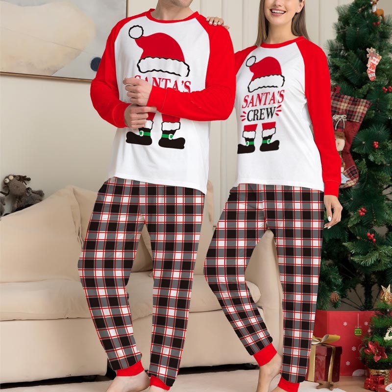 Christmas Pajamas Matching Family Pj Set Santa's Crew Printing