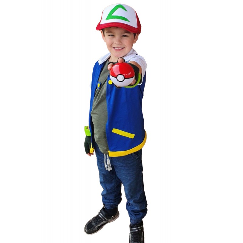 Kids Ash Ketchum Costume Cosplay Jacket Halloween Outfit Party Suit