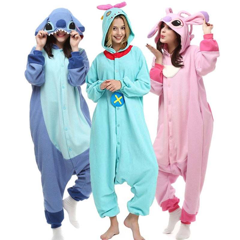 Lilo & Stitch Angel Scrump Onesie Pajamas Group Costume For Adult & Teens