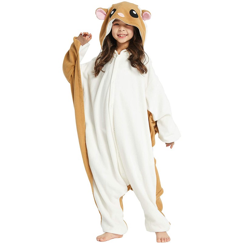 ABASACO Flying Squirrel Onesie Kids Plush Animal Costume One Piece Pajamas Girls  Teen Halloween Cosplay Sleepwear Yellow 8-9 Years - Yahoo Shopping