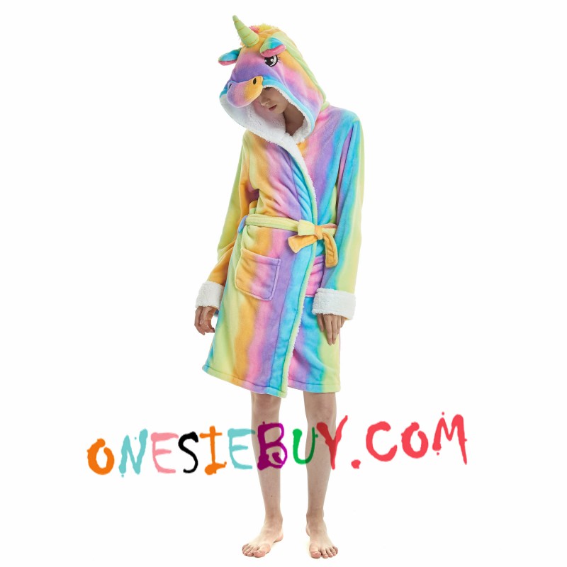 Kids Rainbow Novelty Unicorn Dressing Gown - Kids Onesies