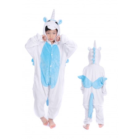 animal kigurumi blue Unicorn onesie pajamas for kids