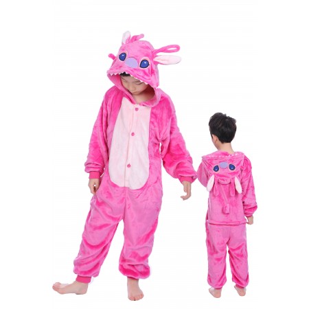animal kigurumi pink Stitch onesie pajamas for kids