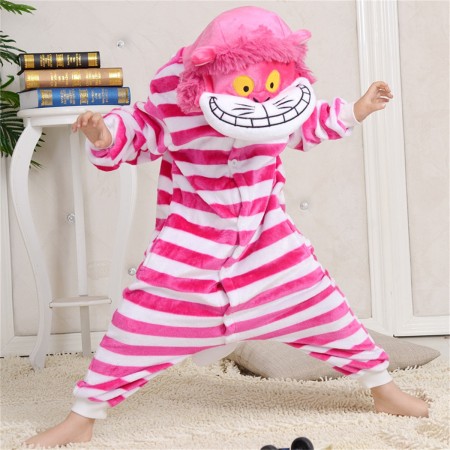 animal kigurumi pink red Cheshire Cat onesie pajamas for kids