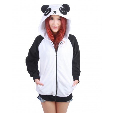 Panda Hoodie Costume Zip Up Coat Jacket