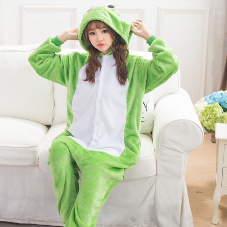 Adult Frog Onesie Pajamas Animal Halloween Costumes for Women & Men