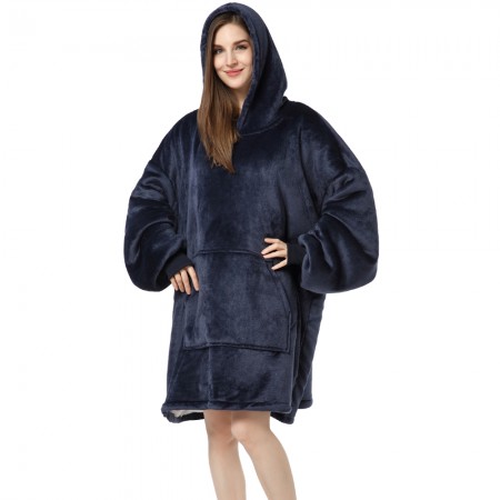 Navy Oversized Hoodie Blanket Sweatshirt Winter Warm TV Wearable Blankets for Women & Men