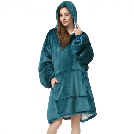 Green Hoodie Blanket Oversized Sweatshirt Winter Warm TV Wearable Blankets for Adults