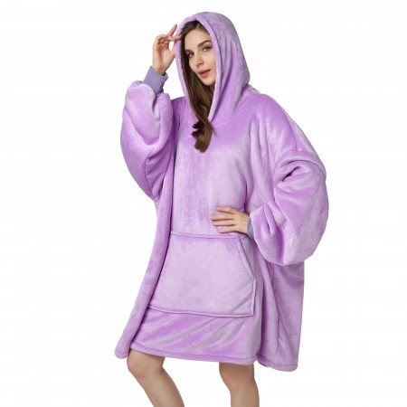 Purple Adults Blanket Hoodie Oversized Sweatshirt Winter Warm Sherpa TV Wearable Blanket