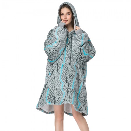 Blanket Hoodie for Adults Unisex Wearable TV Sherpa Blanket Sweatshirt Python Pattern