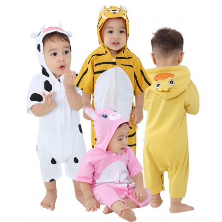 Baby Summer Hooded Romper for Infant Boy Girl Jumpsuit Outfits 100% Cotton Onesie