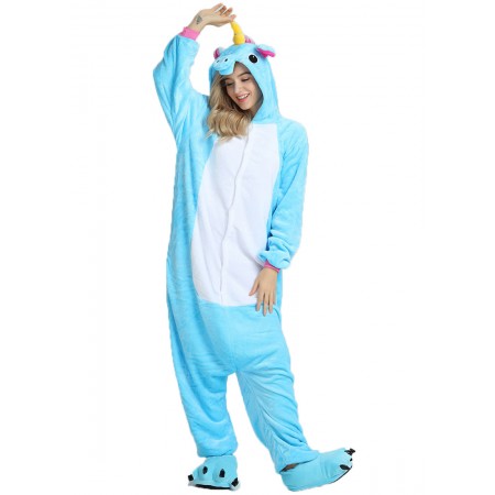 Blue Unicorn Kigurumi Onesie Pajamas Animal Costumes For Women & Men