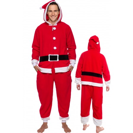 Christmas Santa Claus Onesie Jumpsuit Costume For Men & Women Unisex Style