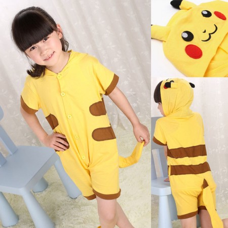Pikachu Kid Animal Onesie Pajama Halloween Party Kigurumi Short Sleeve