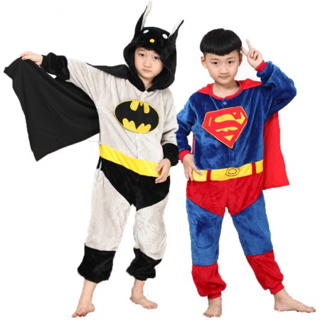 Batman & Superman Onesie Pajamas Costumes for Kids