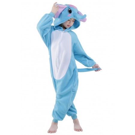 Blue Elephant Kigurumi Onesie Pajamas Animal Costumes for Kids