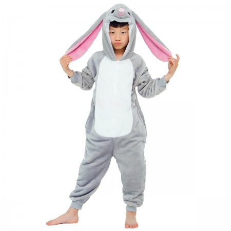 Grey Bunny Onesie For Kids Boys & Girls Animal Costumes