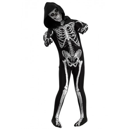 Skeleton Onesie Suit for Kids Boys Girls Halloween Costumes Zentai with Mask