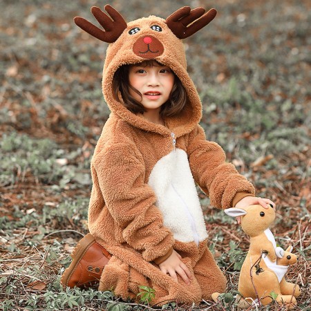 Kids Christmas Deer Rudolph Onesie Santa Suit Outfit One-Piece Pajama