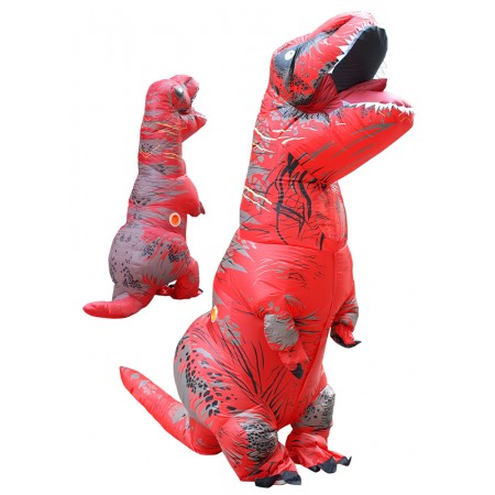 Trex Costume Inflatable Dinosaur Costumes Halloween Outfit for Adult & Kids Red