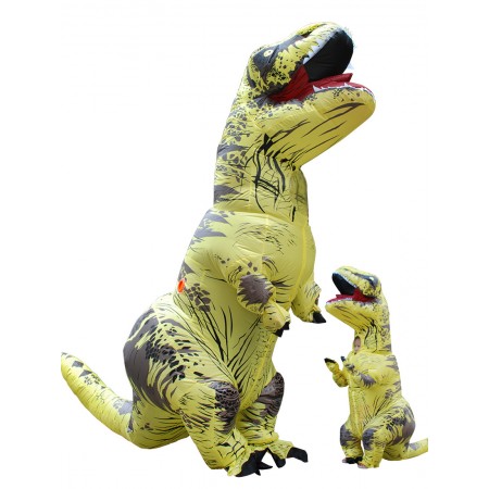 Trex Costume Inflatable Dinosaur Costumes Halloween Outfit for Adult & Kids Yellow