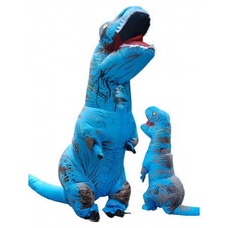 Inflatable Dinosaur Costume Blow Up Trex Costumes for Adult & Kids Blue