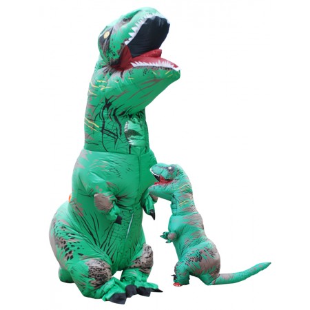 Inflatable Dinosaur Costume Blow Up Trex Costumes for Adult & Kids Green