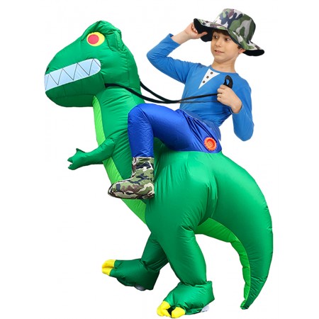 Kid Inflatable Dinosaur Costume Riding Trex Blow up Deluxe Halloween Party Costumes
