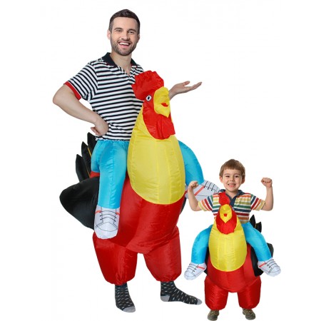 IInflatable Chicken Halloween Riding Costume for Adult & Kids Fancy Dress Suit