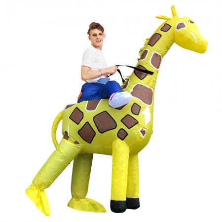 Inflatable Giraffe Costume for Adult & Kids Halloween Blow Up Rid On Costumes