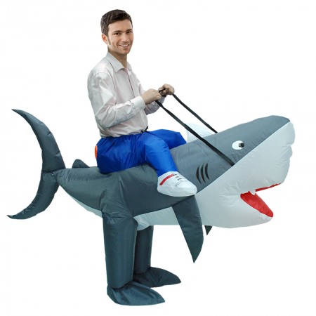 Inflatable Shark Costume for Adult & Kids Halloween Blow Up Rider Costumes