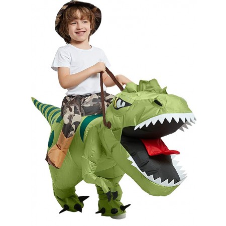 Kids Inflatable Dinosaur Costume Halloween Blow Up Rider Funny Costumes