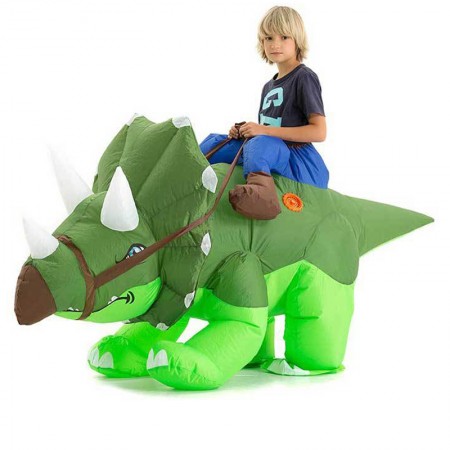 Kids Inflatable Dinosaur Costume Halloween Blow Up Rider Triceratops Costumes