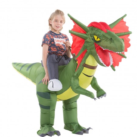 Inflatable Dinosaur Costume for Kids Halloween Blow Up Rider Triceratops Costumes