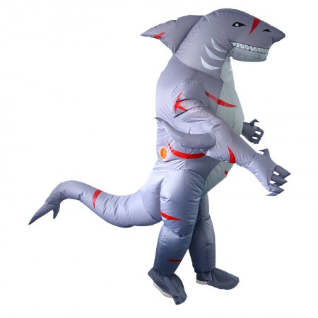 Grey Shark Inflatable Costume Halloween Blow Up Outfit