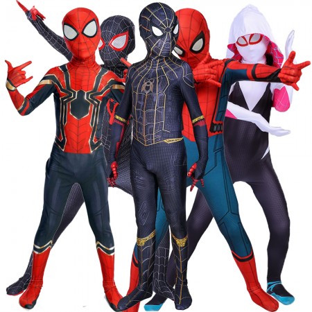 Kids Spider-man Costume No Way Home/Miles Morales/Gwen/Far From Home/Iron Child Spider man Suit Cosplay