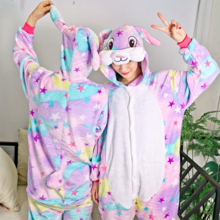 Dream Star Rabbit Onesie Pajamas Animal Halloween Costumes for Women & Men