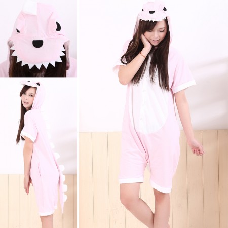 Pink Dinosaur Pajamas Animal Onesie Kigurumi Short Sleeve