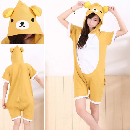 Rilakkuma Pajamas Animal Onesie Hoodie Kigurumi Short Sleeve Costume