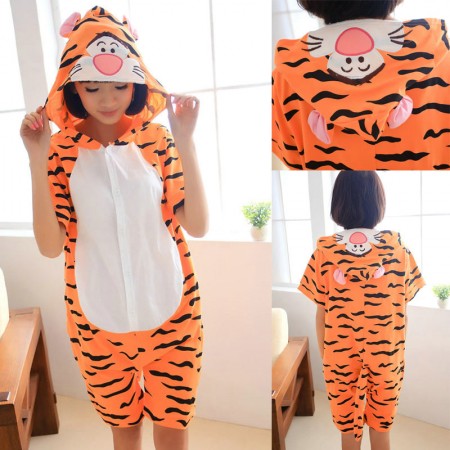 Tigger Pajamas Animal Onesie Hoodie Kigurumi Short Sleeve Costume