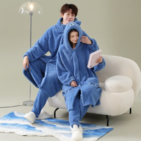 Flannel Pajama Sets Plus Size Long Sleeve Robes Coral Fleece Nightwear