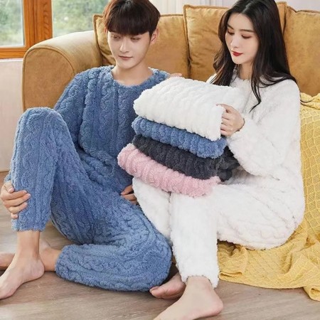 Jacquard Pajama Sets Flannel Sleepwear Set Womens Lounge Sets