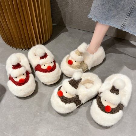Fluffy Christmas Slippers Soft Warm Home Shoes