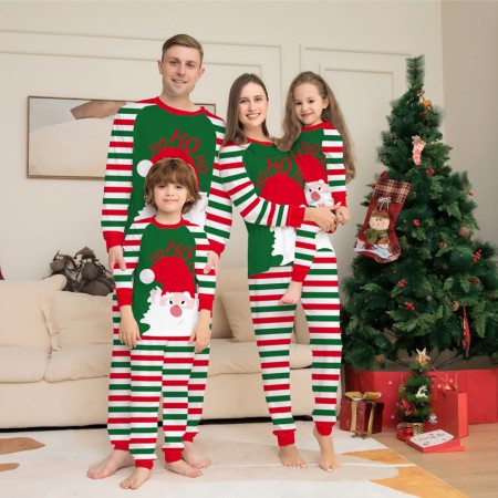 Christmas Pajamas 2022 Santa Printed Christmas Jammies Stripes Sleepwear