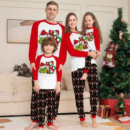 Family Christmas Pajamas Red Grinch Pajama Sets for Women Men Kids